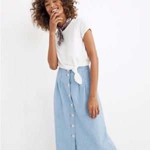 Madewell | Denim Chambray Button Front Midi Skirt